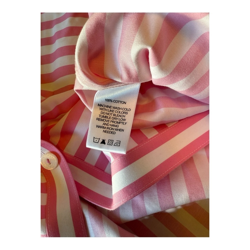 Foxcroft Womens Pink Stripes Non Iron Button Down Shirt Sz 16W Career Wear - Picture 5 of 9